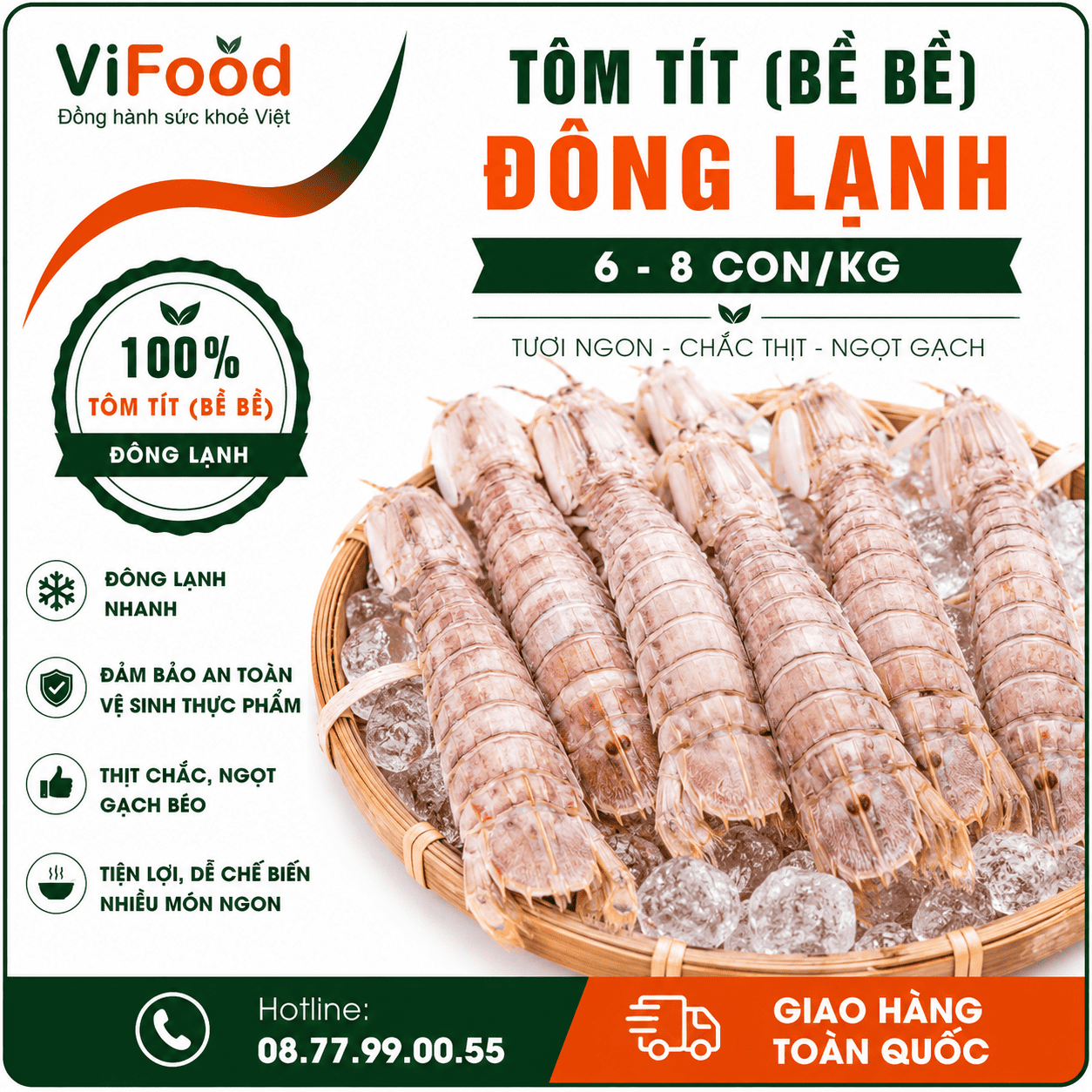 Tôm tít (bề bề) đông lạnh 6-8 con/kg