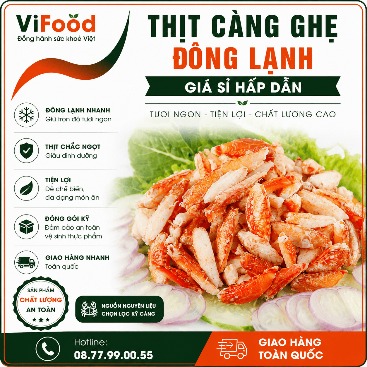 Thịt Càng Ghẹ Đông Lạnh Giá Sỉ