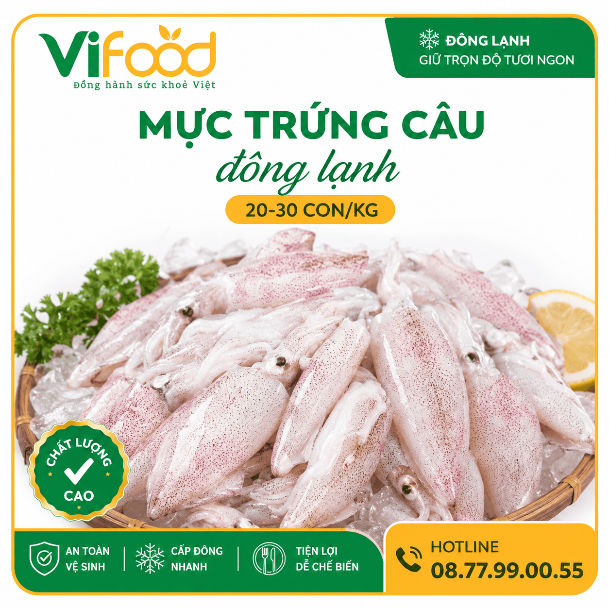 Mực trứng câu đông lạnh 20-30 con/kg