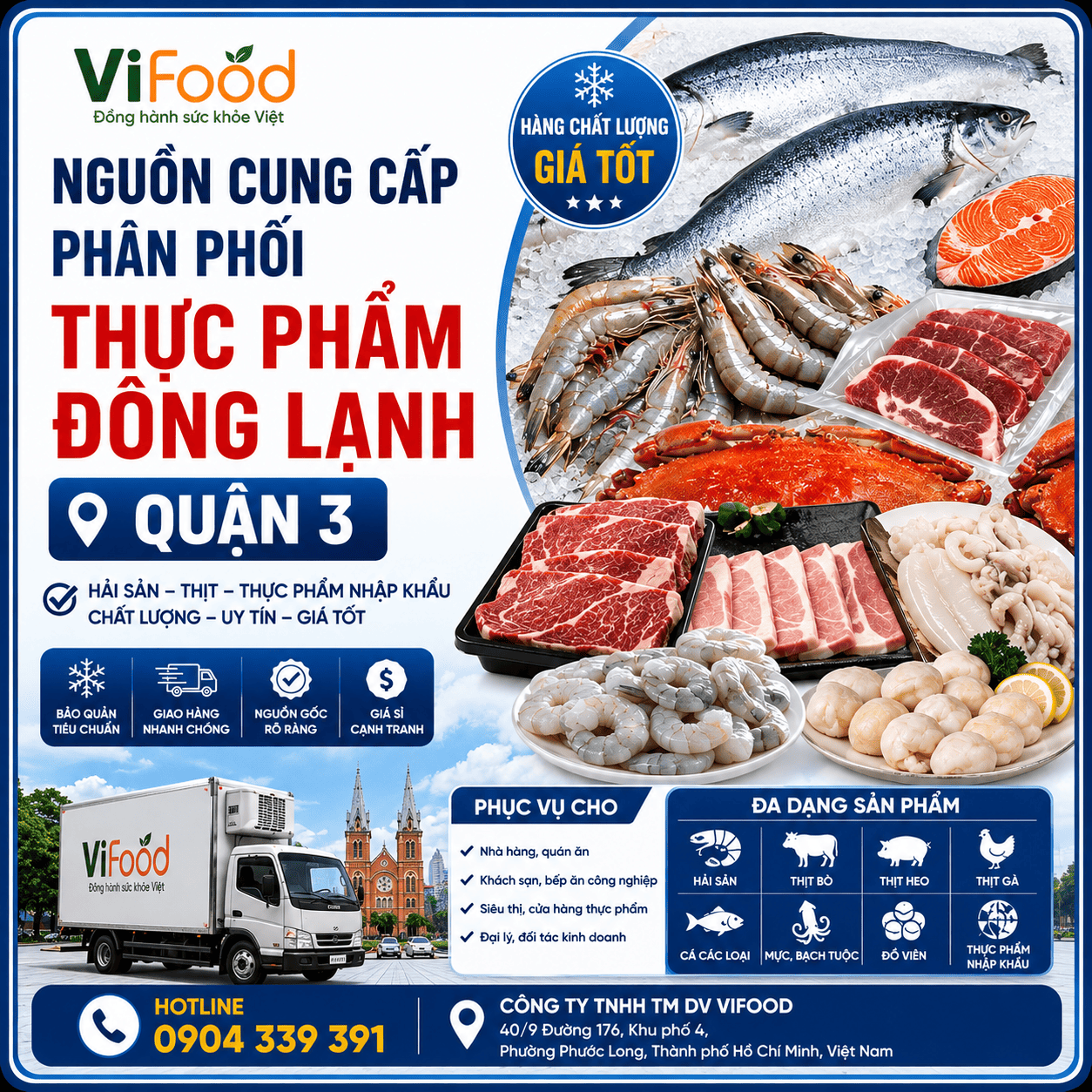 Nguồn cung cấp phân phối thực phẩm đông lạnh Quận 3