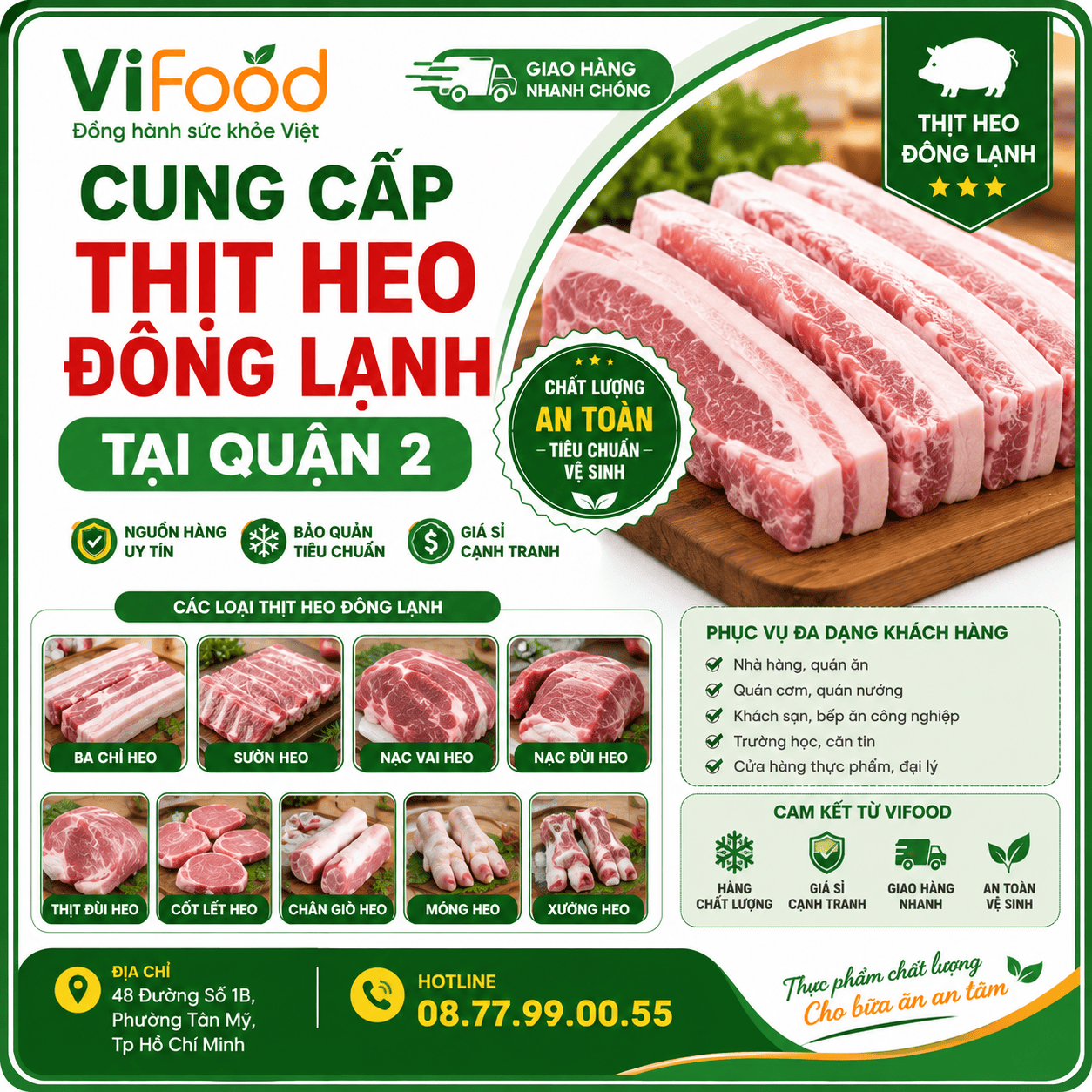 Cung cấp thịt heo đông lạnh tại Quận 2