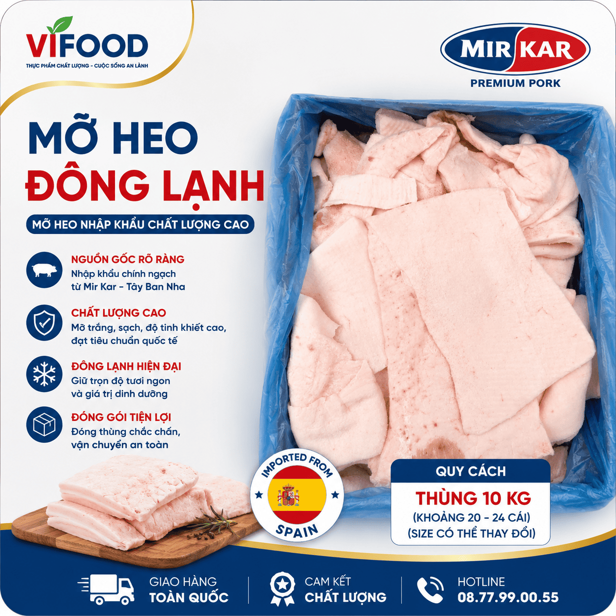 Mỡ heo đông lạnh Mir kar