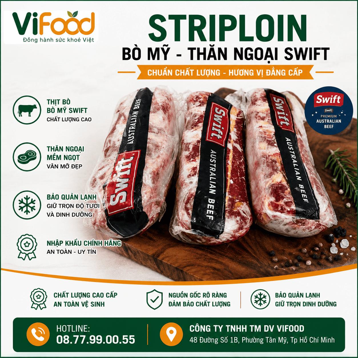 Striploin Bò Mỹ  - Thăn Ngoại Swift