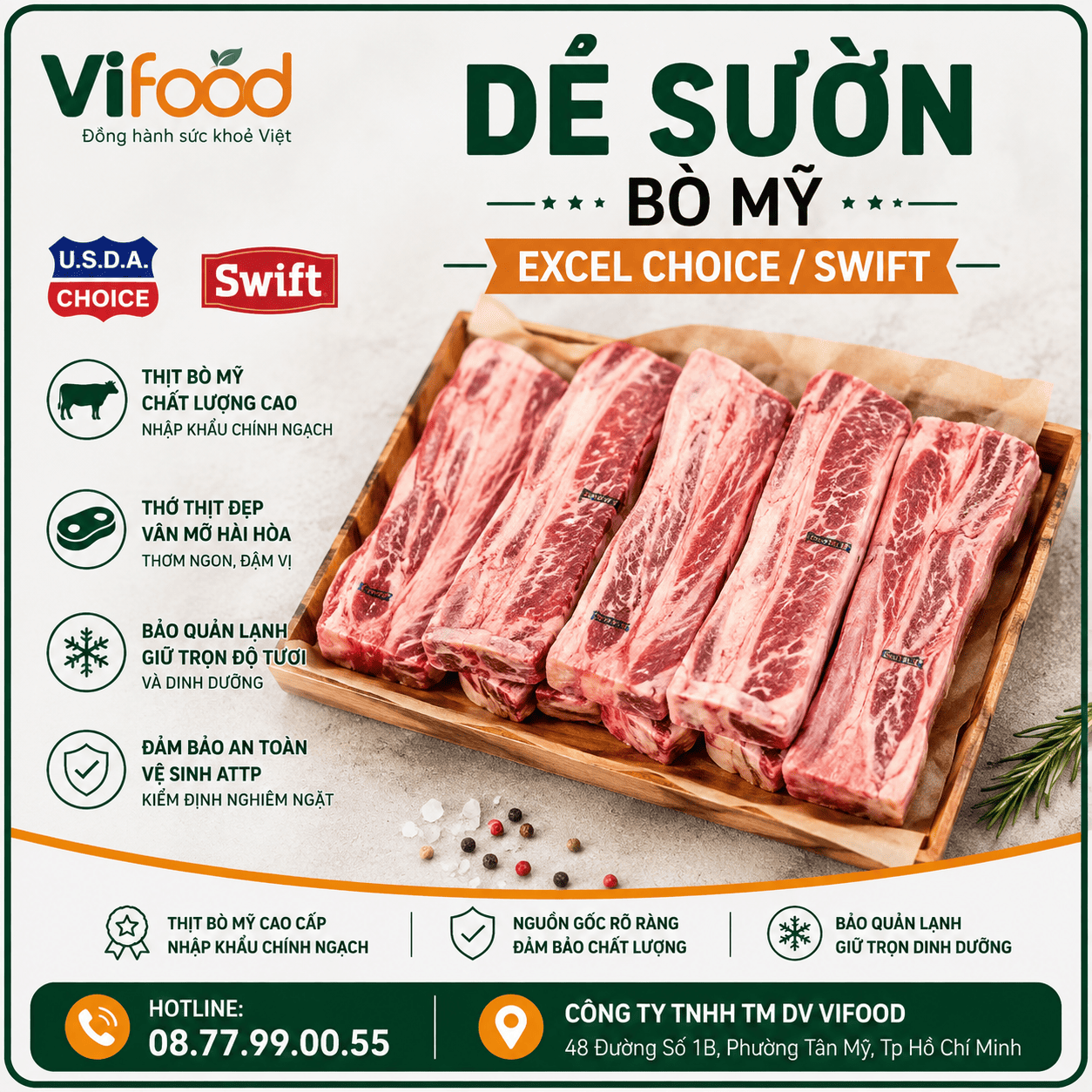 Dẻ Sườn Bò Mỹ Excel Choice/ Swift