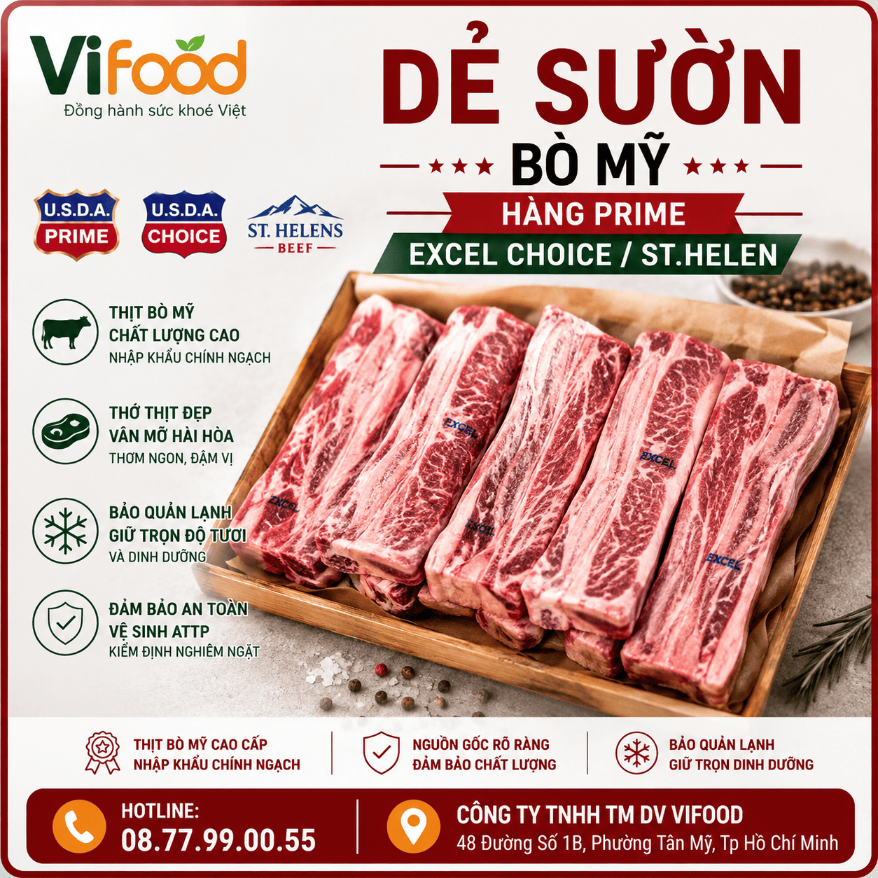 Dẻ Sườn Bò Mỹ hàng Prime Excel choice/ St.Helen