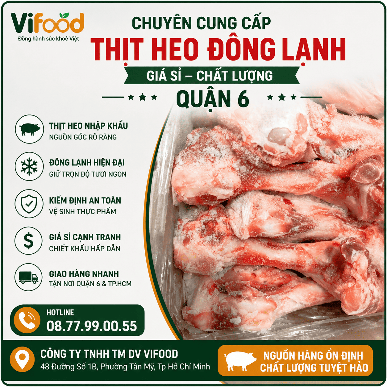 Chuyên cung cấp thịt heo đông lạnh giá sỉ chất lượng Quận 6