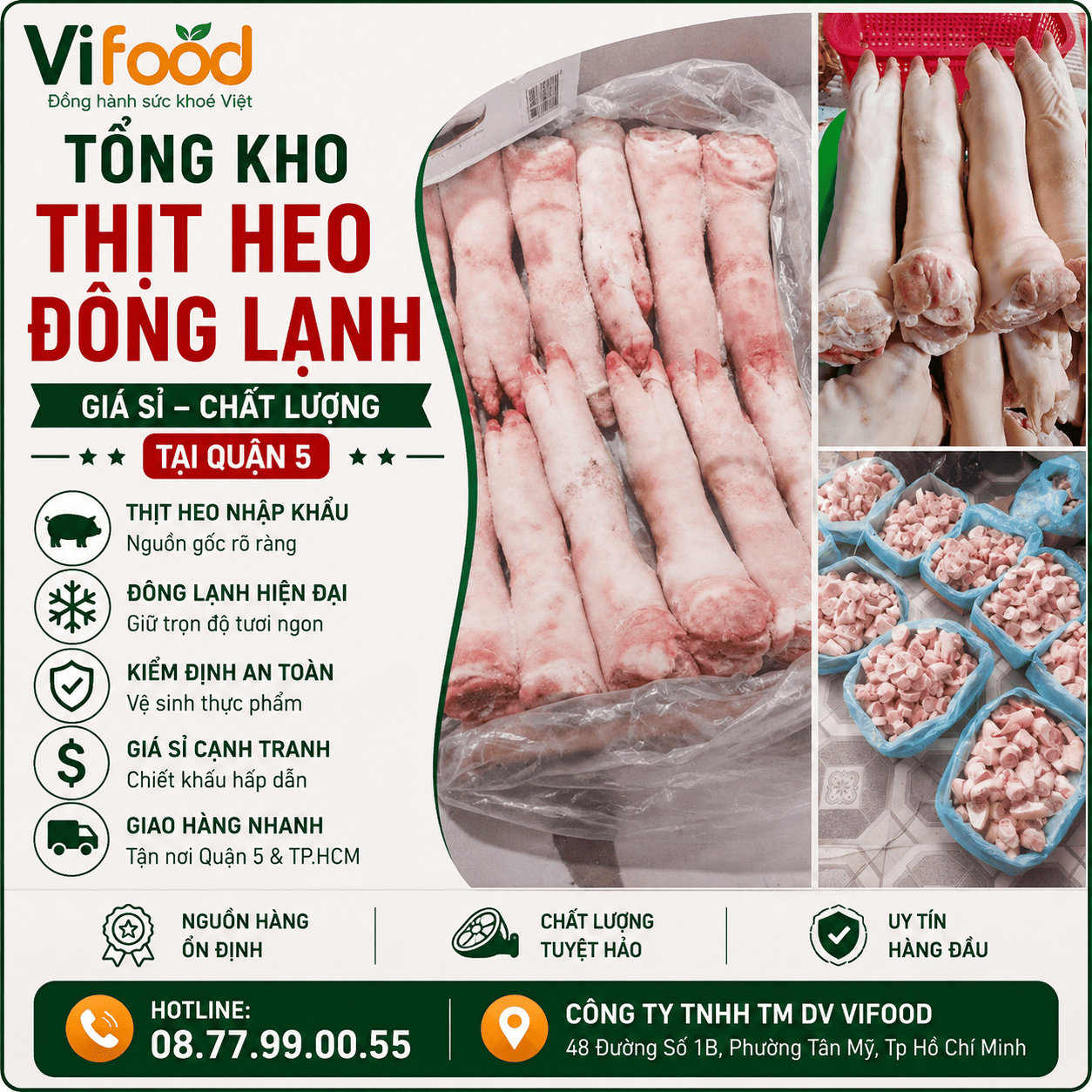 Tổng kho thịt heo đông lạnh giá sỉ tại Quận 5