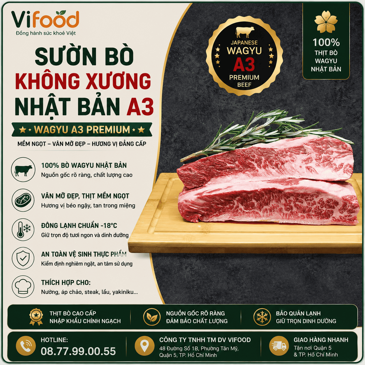 Sườn Bò Không Xương Nhật Bản A3