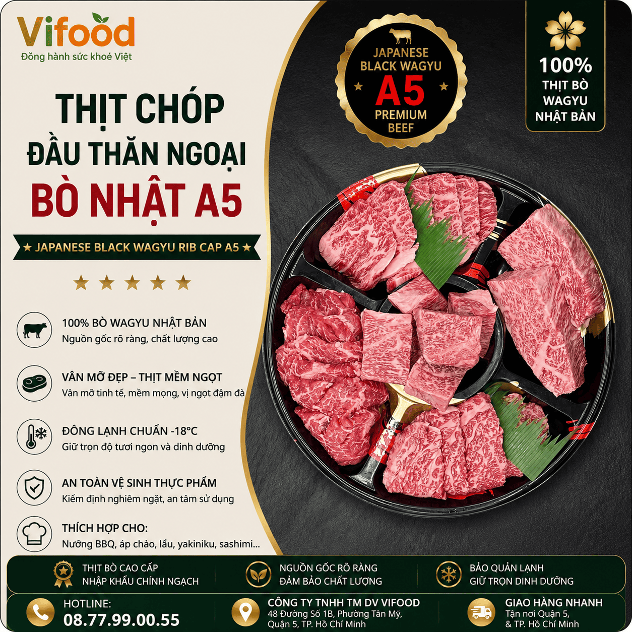 Thịt Chóp Đầu Thăn Ngoại Bò Nhật A5 - Japannese Black Wagyu Rib Cap A5