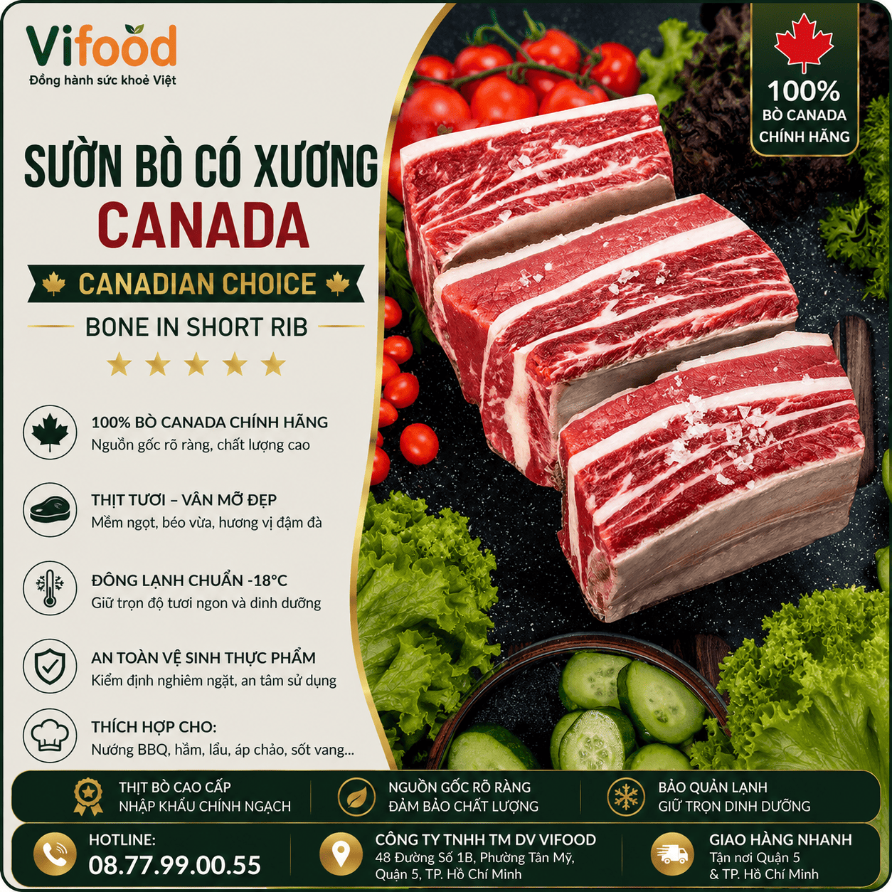 Sườn Bò Có Xương Canada - Canadian Choice Bone In Short Rib