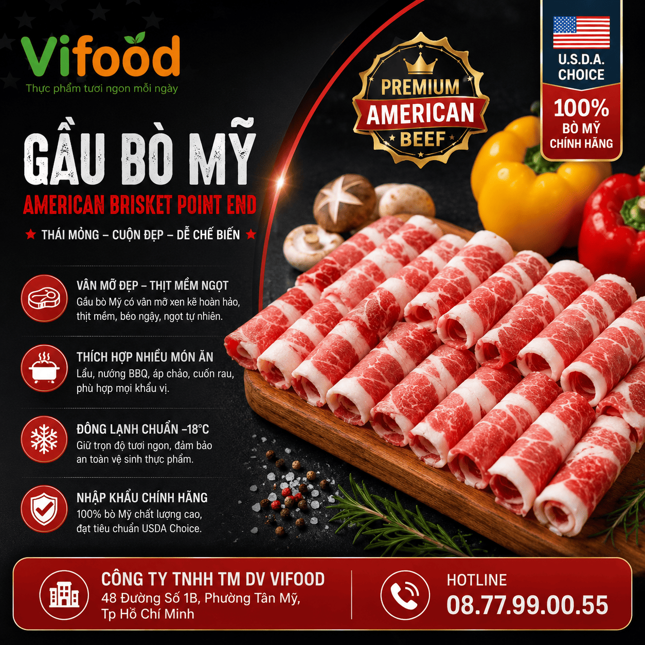 Gầu Bò Mỹ - American Brisket Poin end
