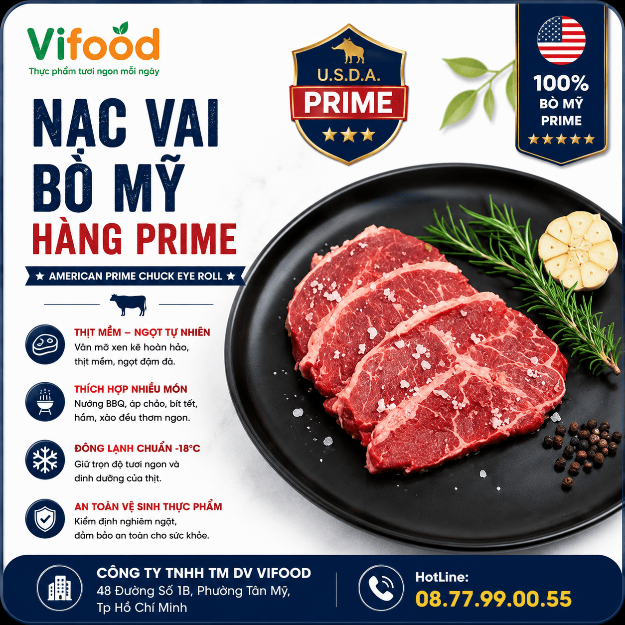 Nạc Vai Bò Mỹ hàng Prime - American Prime Chuck Eye Roll