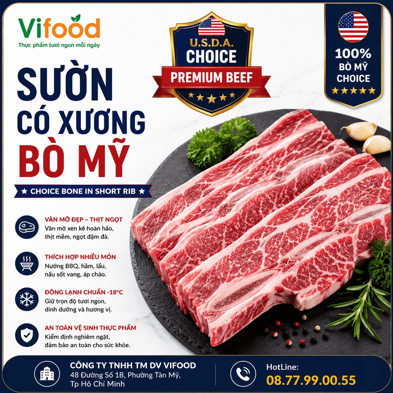 Sườn Có Xương Bò Mỹ - Choice Bone In Short Rib