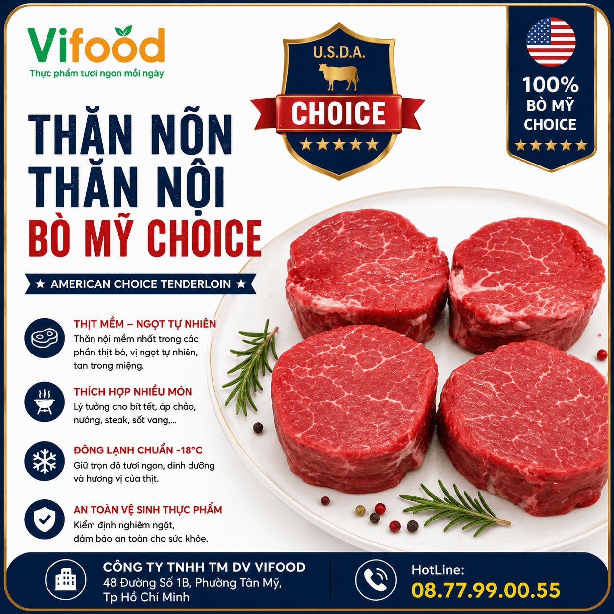 Thăn Nõn /Thăn Nội Bò Mỹ Choice- American Choice Tenderloin