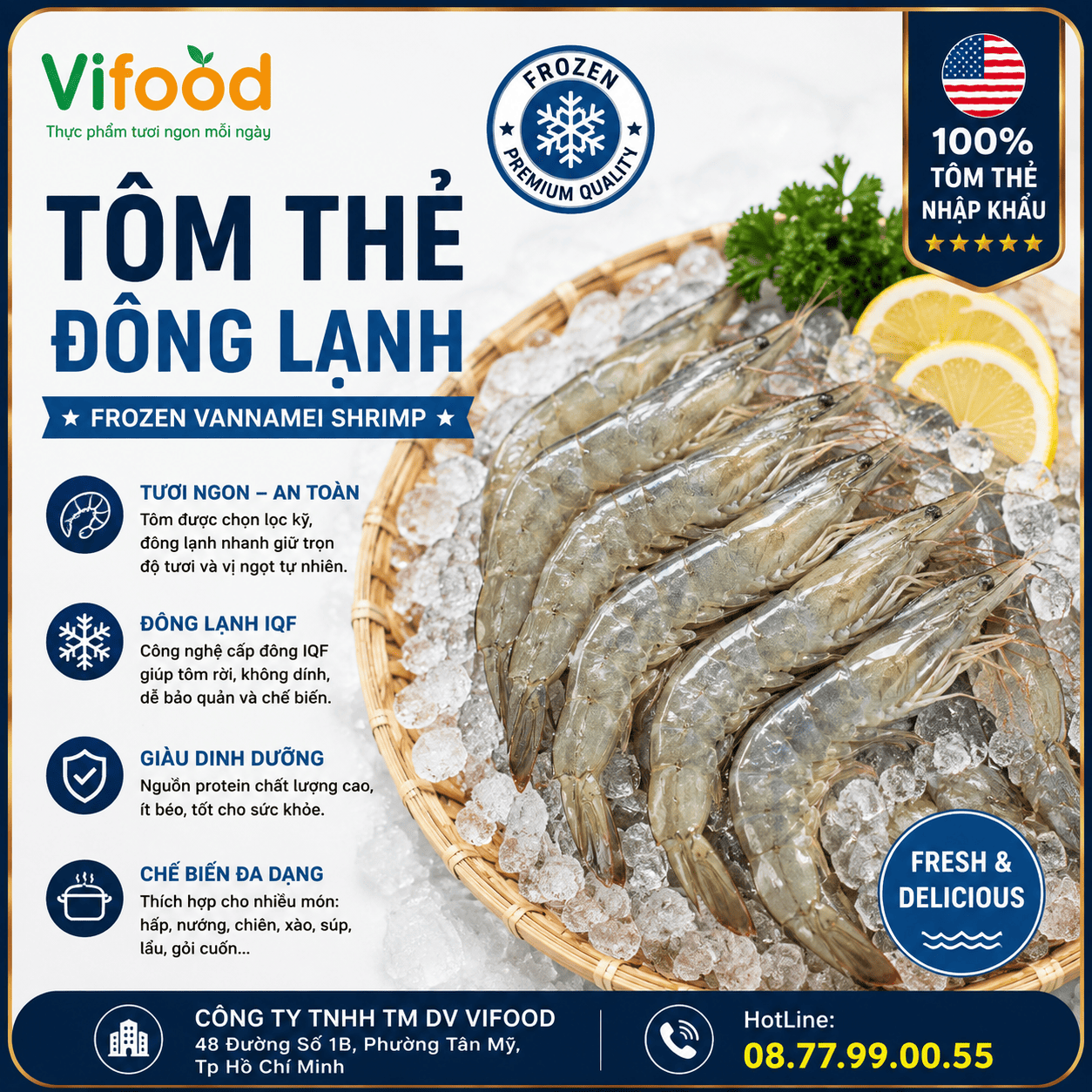 Tôm Thẻ Đông Lạnh