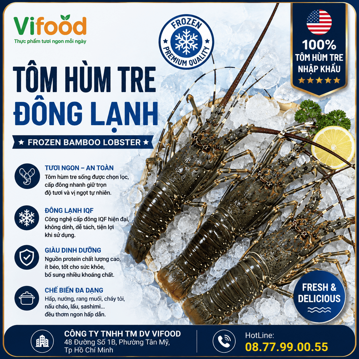 Tôm Hùm Tre Đông Lạnh