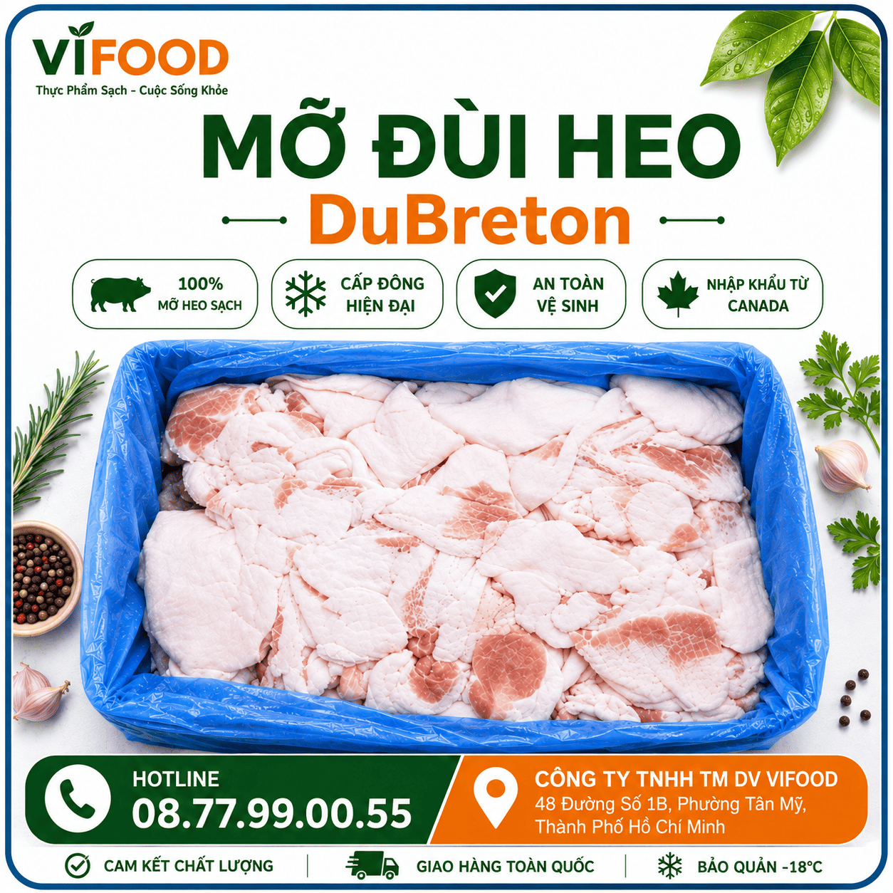 Mỡ đùi heo DuBreton