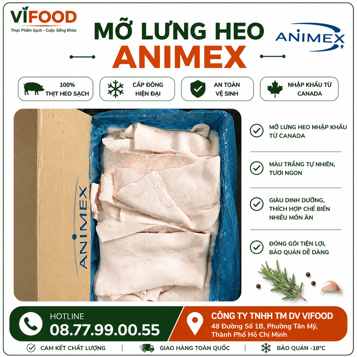 Mỡ lưng heo Animex