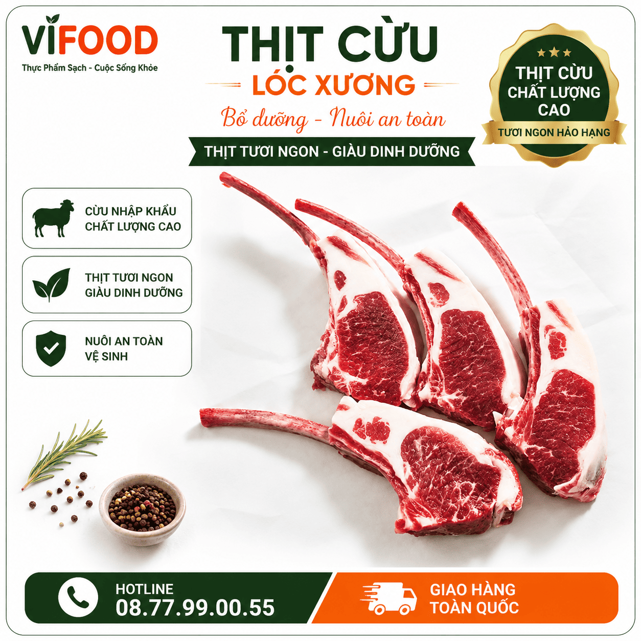 Thịt cừu lóc xương bổ dưỡng - nuôi an toàn