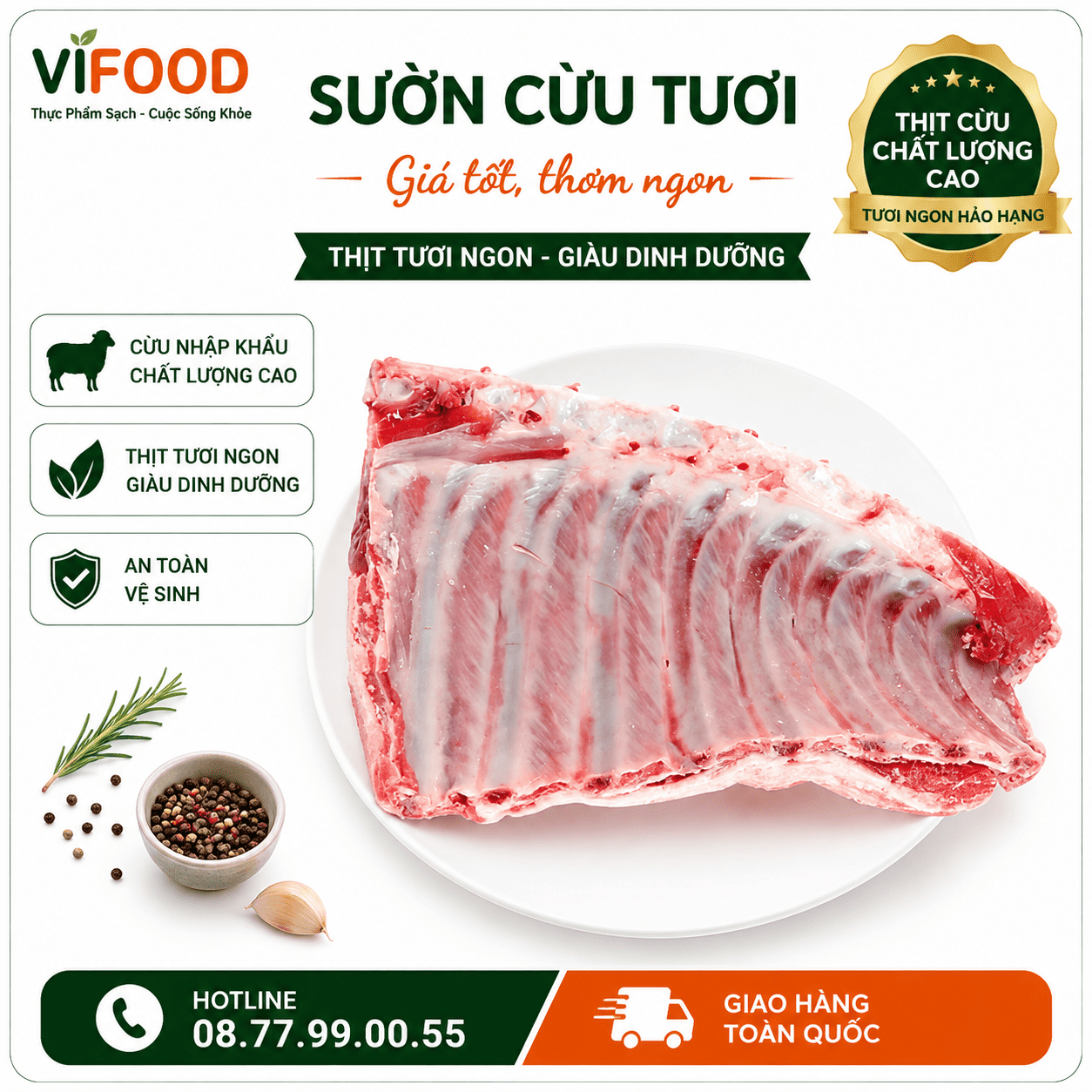 Sườn cừu tươi giá tốt, thơm ngon