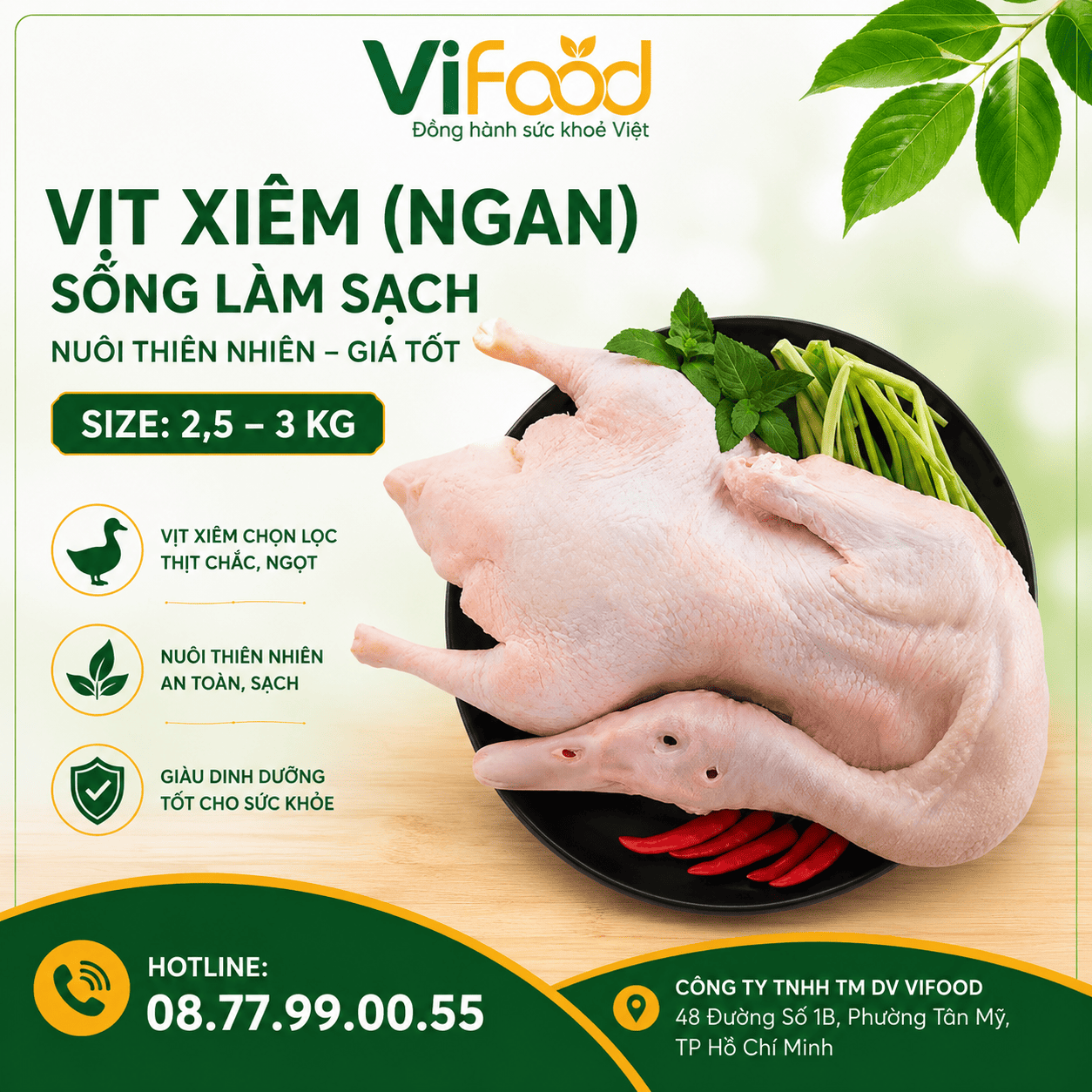 Vịt xiêm(Ngan) sống làm sạch, nuôi thiên nhiên giá tốt Size: 2,5-3 kg
