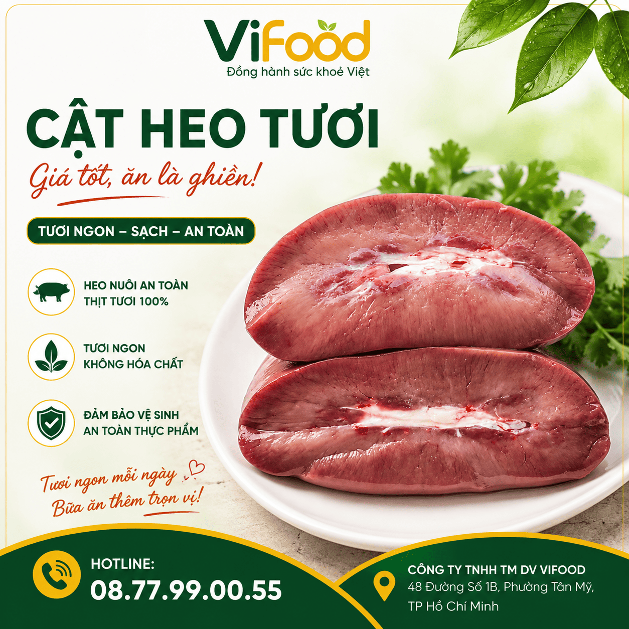 Cật heo tươi giá tốt, ăn là ghiền