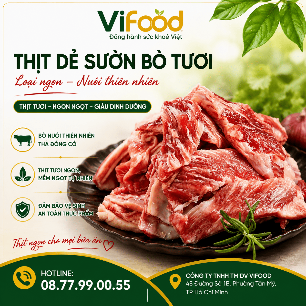 Thịt dẻ sườn bò tươi loại ngon nuôi thiên nhiên
