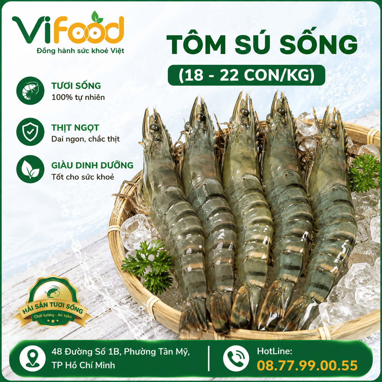 Tôm sú sống (18-22 con/kg)