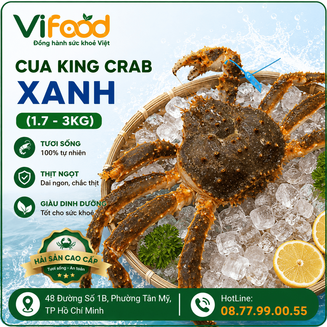 Cua King Crab Xanh (1.7 - 3kg)