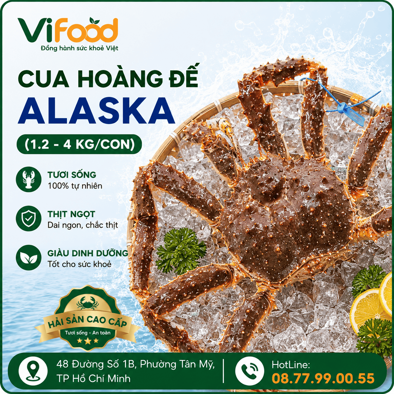 Cua hoàng đế Alaska (1.2 - 4 kg)