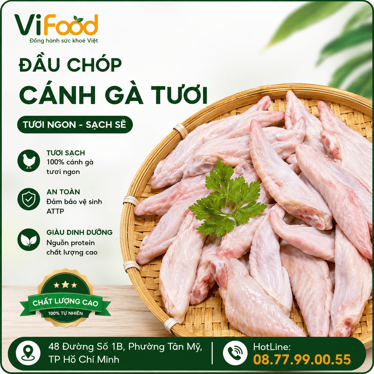 Đầu chóp cánh gà tươi