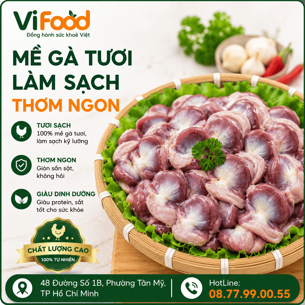 Mề gà tươi làm sạch thơm ngon