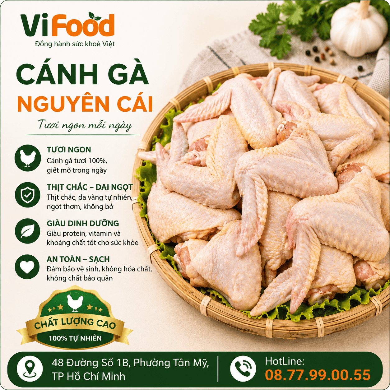 Cánh gà nguyên cái tươi ngon