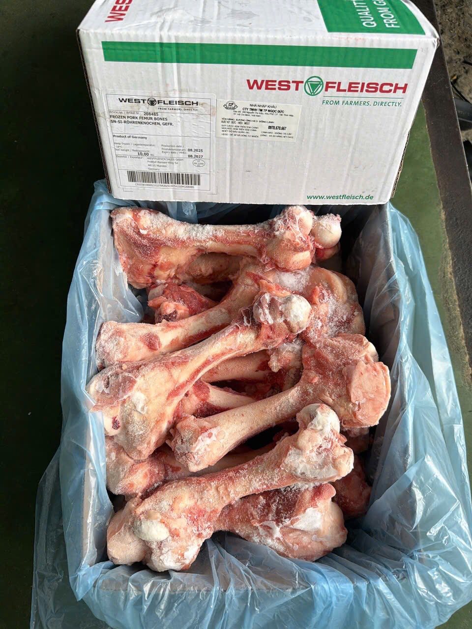 xương ống heo đông lạnh wets nấu phở