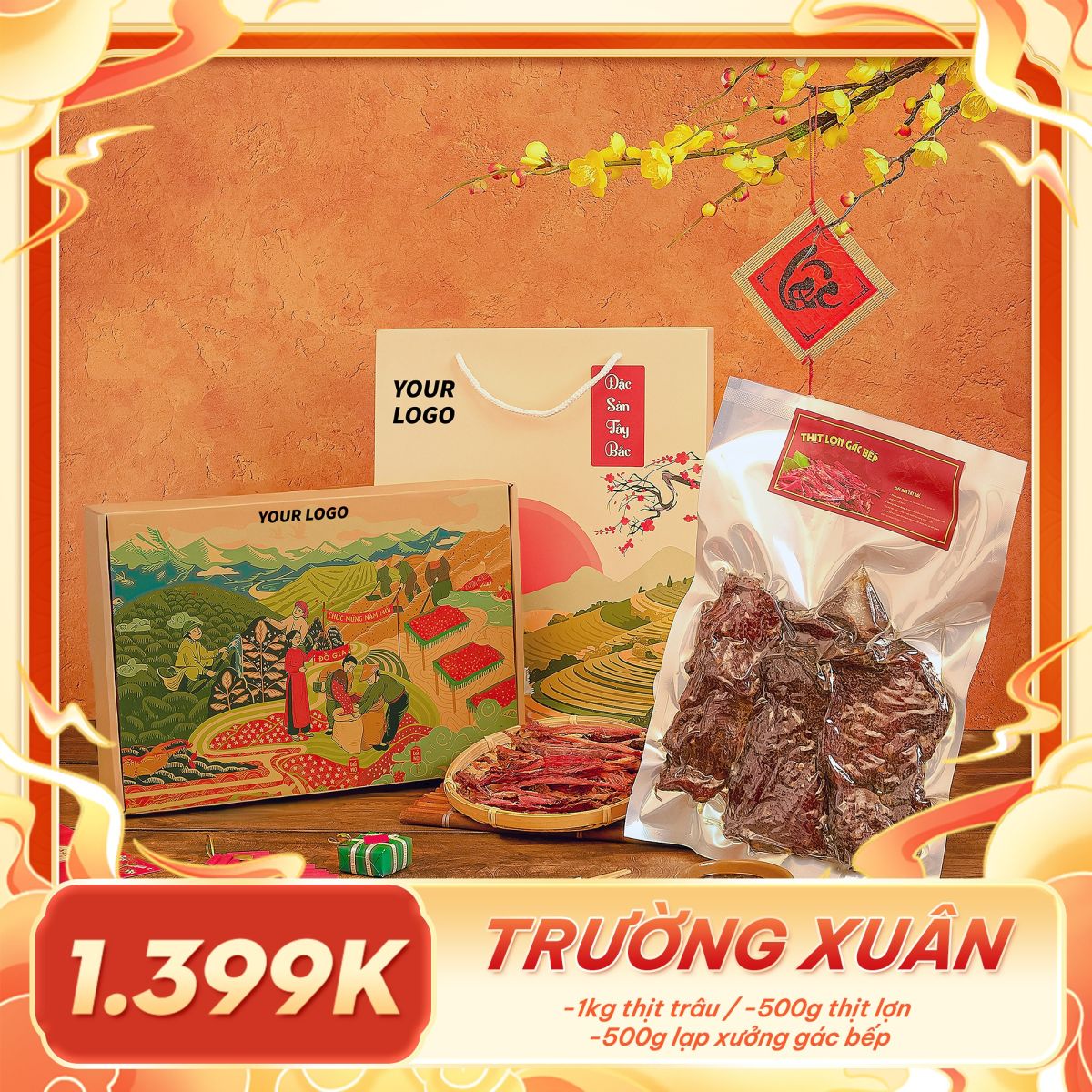 giỏ quà Tết doanh nghiệp TP Hồ Chí Minh in logo